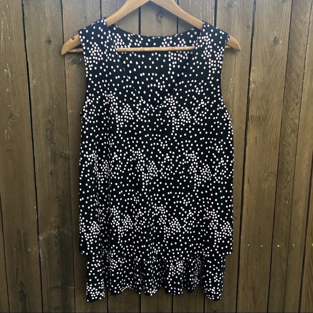 Sharon Max | Size Medium Black/Pink Polka Dot Top